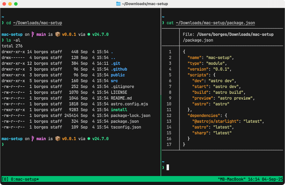 macOS Terminal + Starship + Tmux