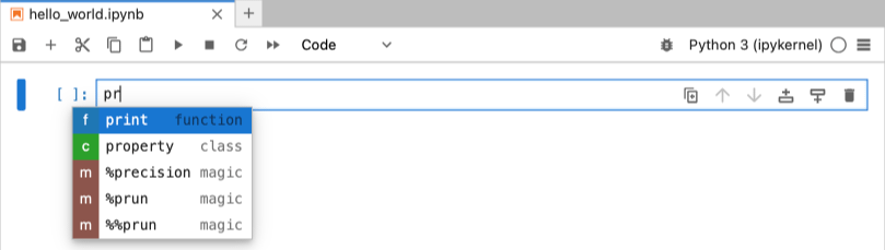JupyterLab tab completion